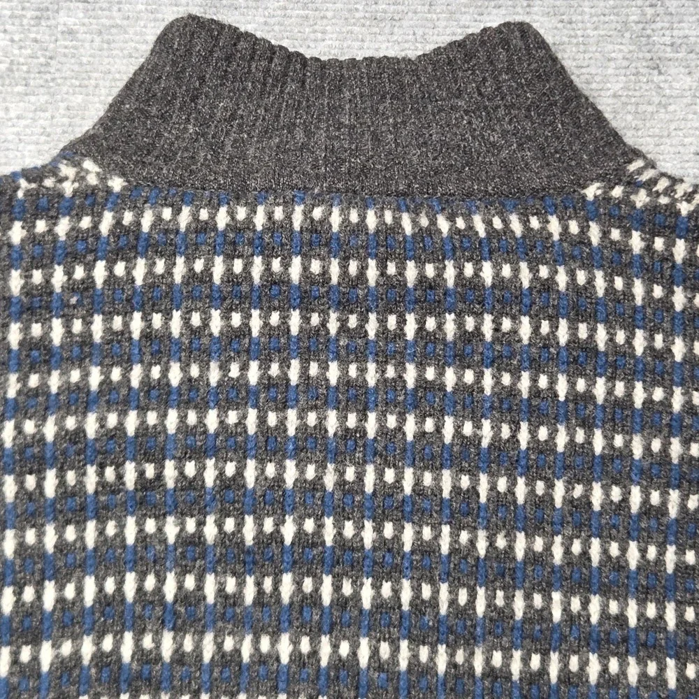 Bobby Jones Players Mens XL 100% Lambswool Quarter Zip Sweater Grey Blue Knit
